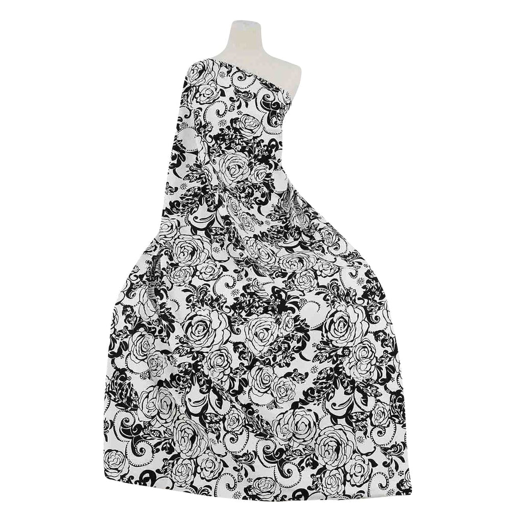 ROSE COTTON POPLIN PRINT | 7904 WHITE/BLACK - Zelouf Fabrics
