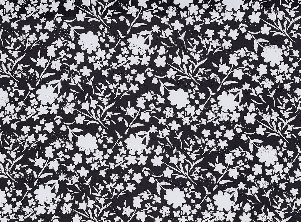 VICKY FLORAL PRINT W/ BLK BIAS TRANS ON ITY  | 7934  - Zelouf Fabrics