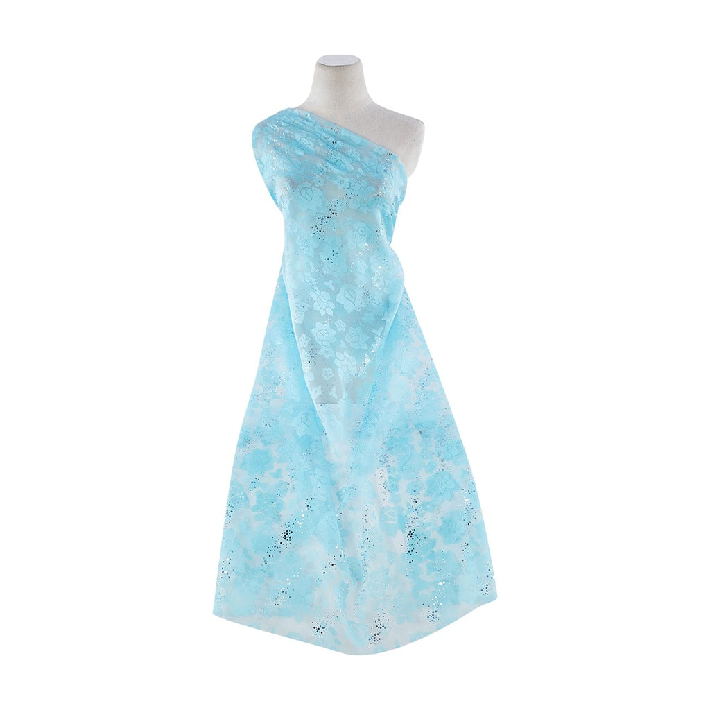 PRETTY BLUE | 7938-TRANS - IRR. STAINGLASS FLORAL BURN-OUT ORGANDY W/ TRANS - Zelouf Fabrics