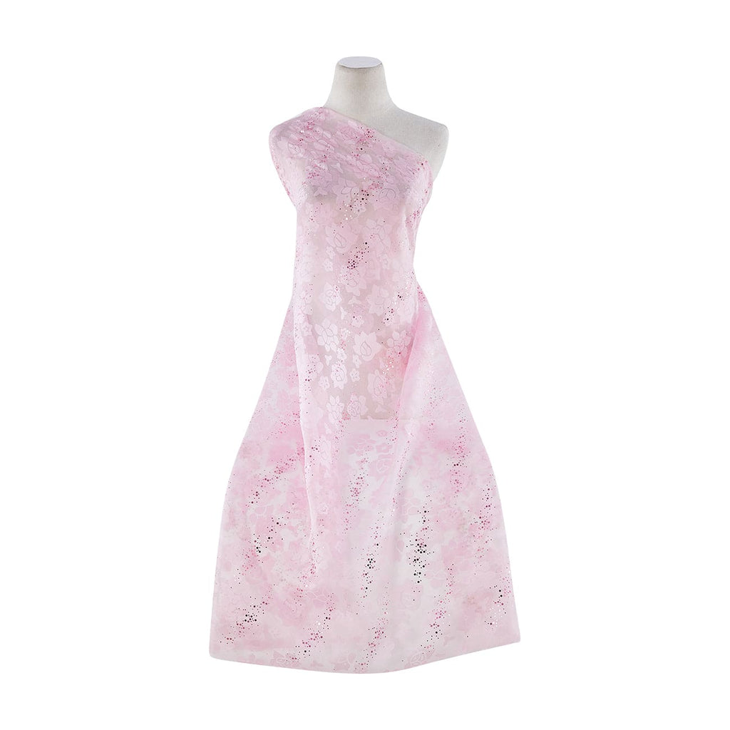 PRETTY PINK | 7938-TRANS - IRR. STAINGLASS FLORAL BURN-OUT ORGANDY W/ TRANS - Zelouf Fabrics