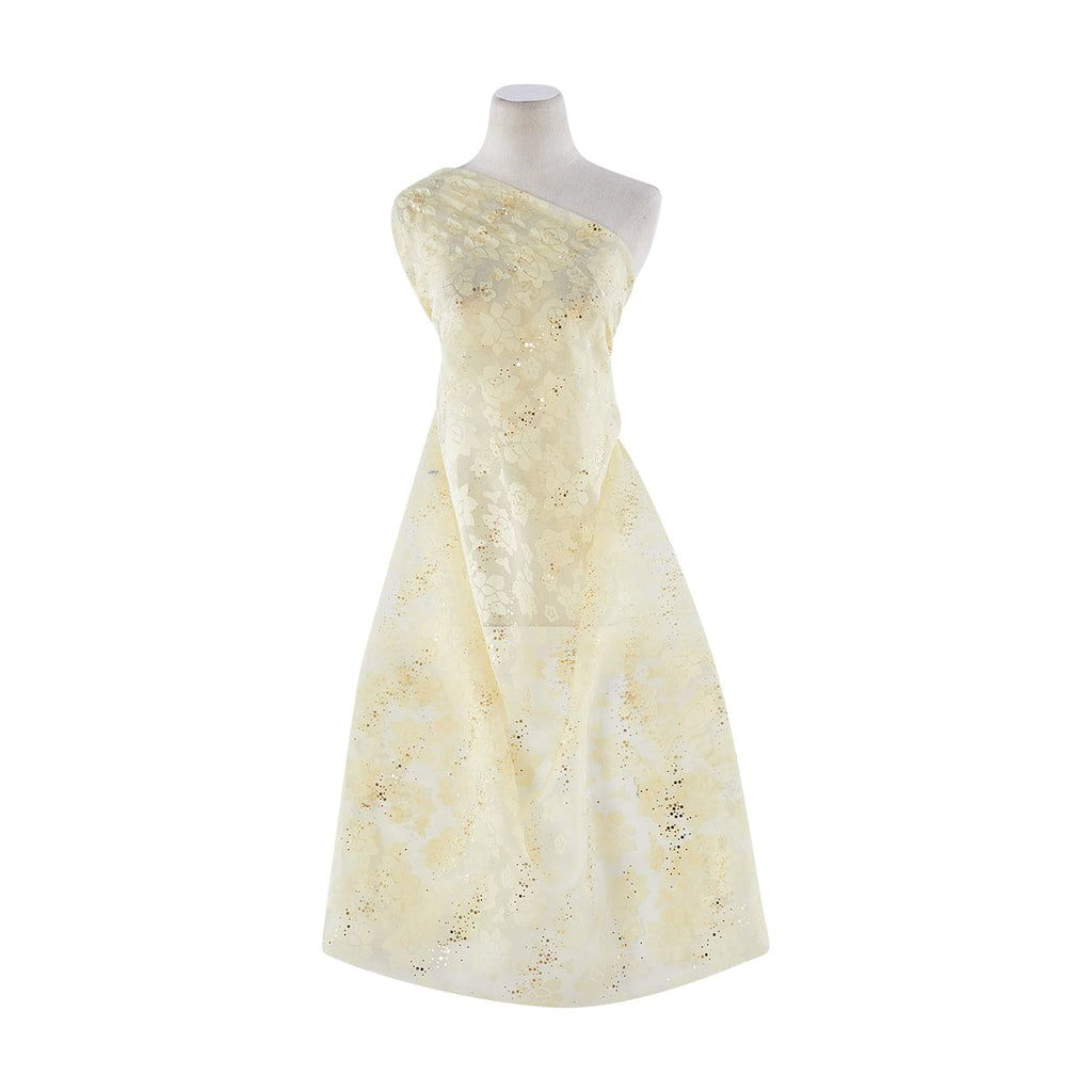 IRR. STAINGLASS FLORAL BURN-OUT ORGANDY W/ TRANS  | 7938-TRANS PRETTY YELLOW - Zelouf Fabrics