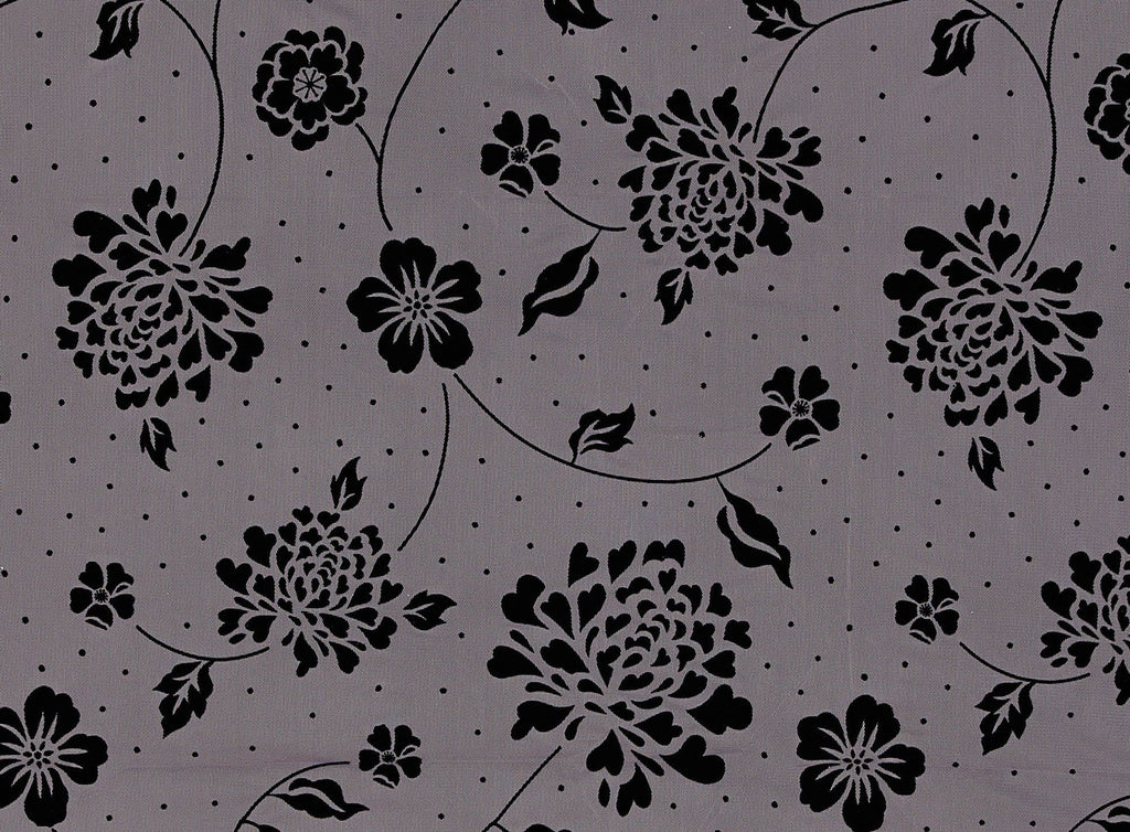 FLORAL W/ DITZY DOTS FLOCK ON TULLE  | 7977-1060  - Zelouf Fabrics