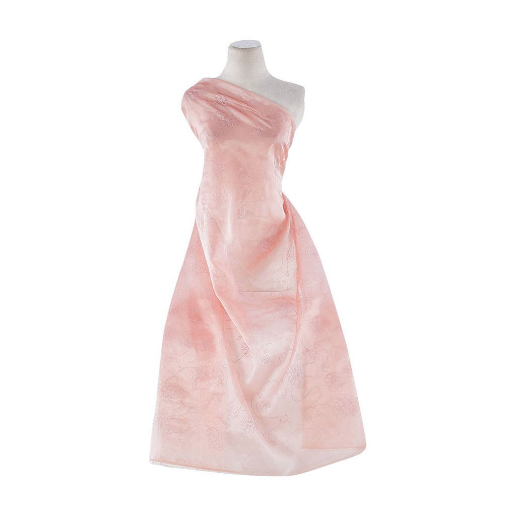 GLIMMER CORAL | 7993-922 - IRR ORGANZA WITH PROFILE BUTTERFLY CHAIN EMB. - Zelouf Fabrics