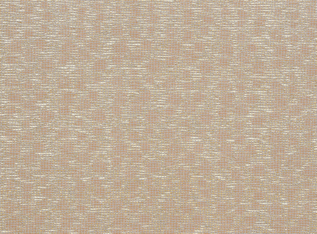 BRUSHED CHAMPAGNE/GOLD | 8098 - HOUNDSTOOTH FOIL ON PLEATED BODRE KNIT - Zelouf Fabrics