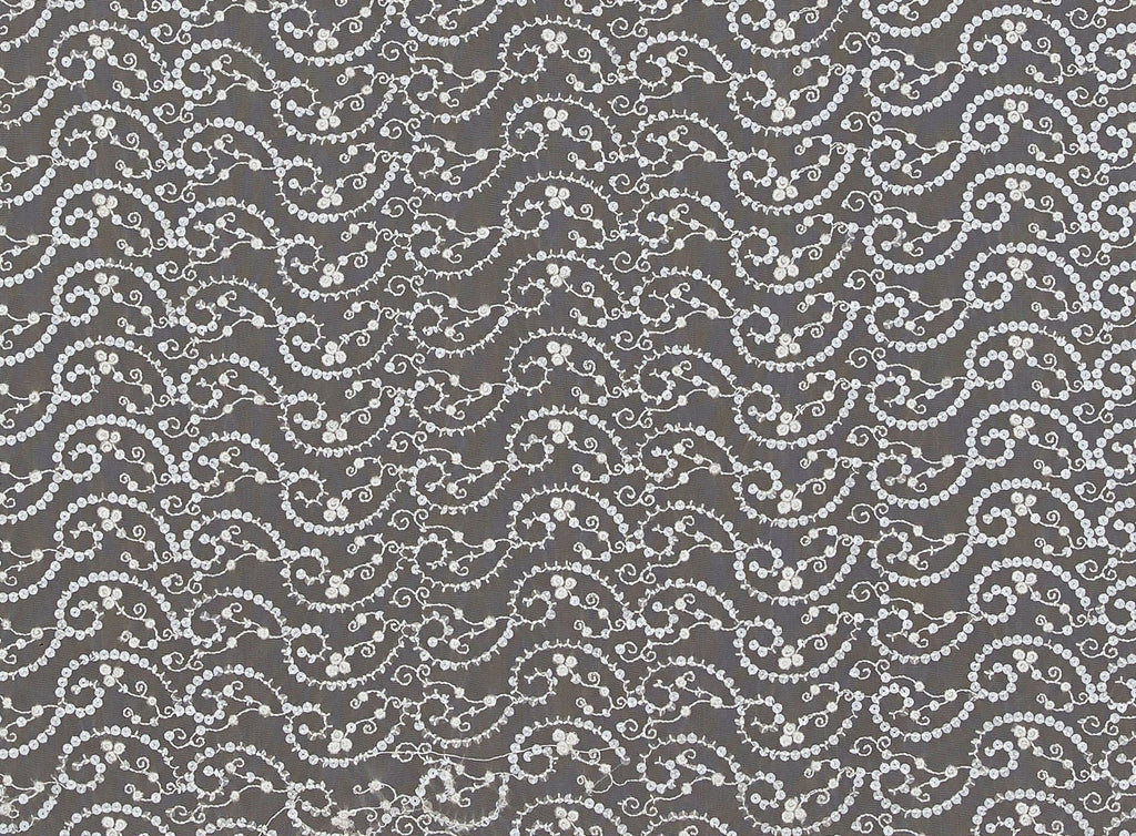 PAISLEY SEQUIN EMB ON TULLE  | 8136-1060  - Zelouf Fabrics