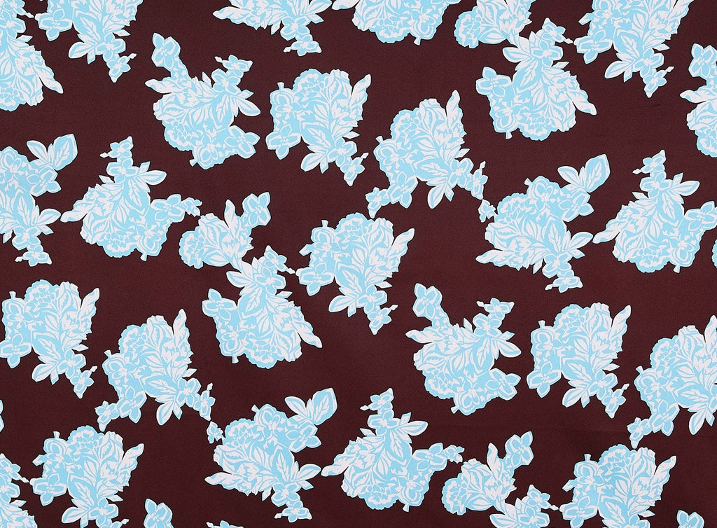 ABSTRACT FLORAL PRINT ON ANNABELLE  | 8182-1173 BROWN/AQUA - Zelouf Fabrics