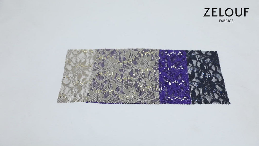 8266 Tran Purple Silver Tonal Stretch Doughnut Trans Lace Video