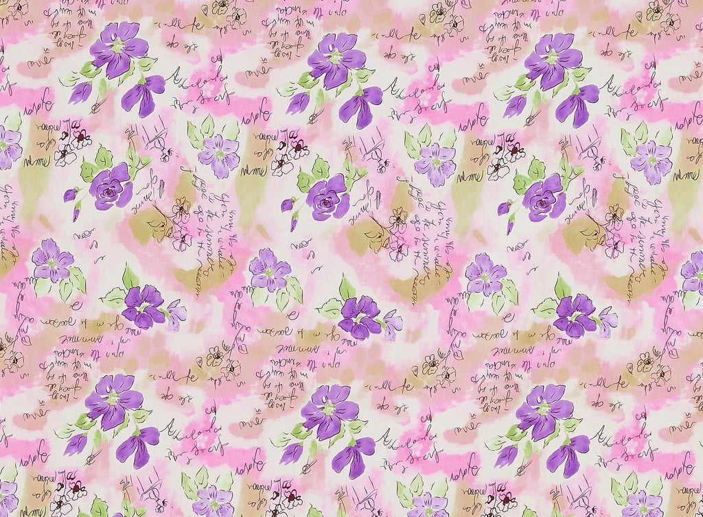 LILAC | 8219-6418 - FRENCH FLOWER PRINT ON SHANTUNG - Zelouf Fabrics