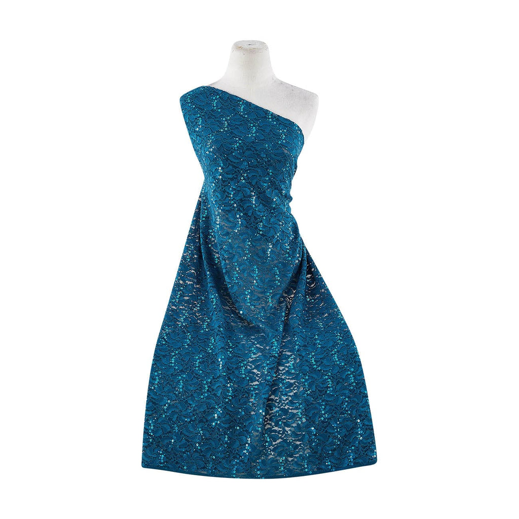 TEAL | 8265-TRAN - TONAL STRETCH LACE WITH DOUGHNUT TRANS - Zelouf Fabrics