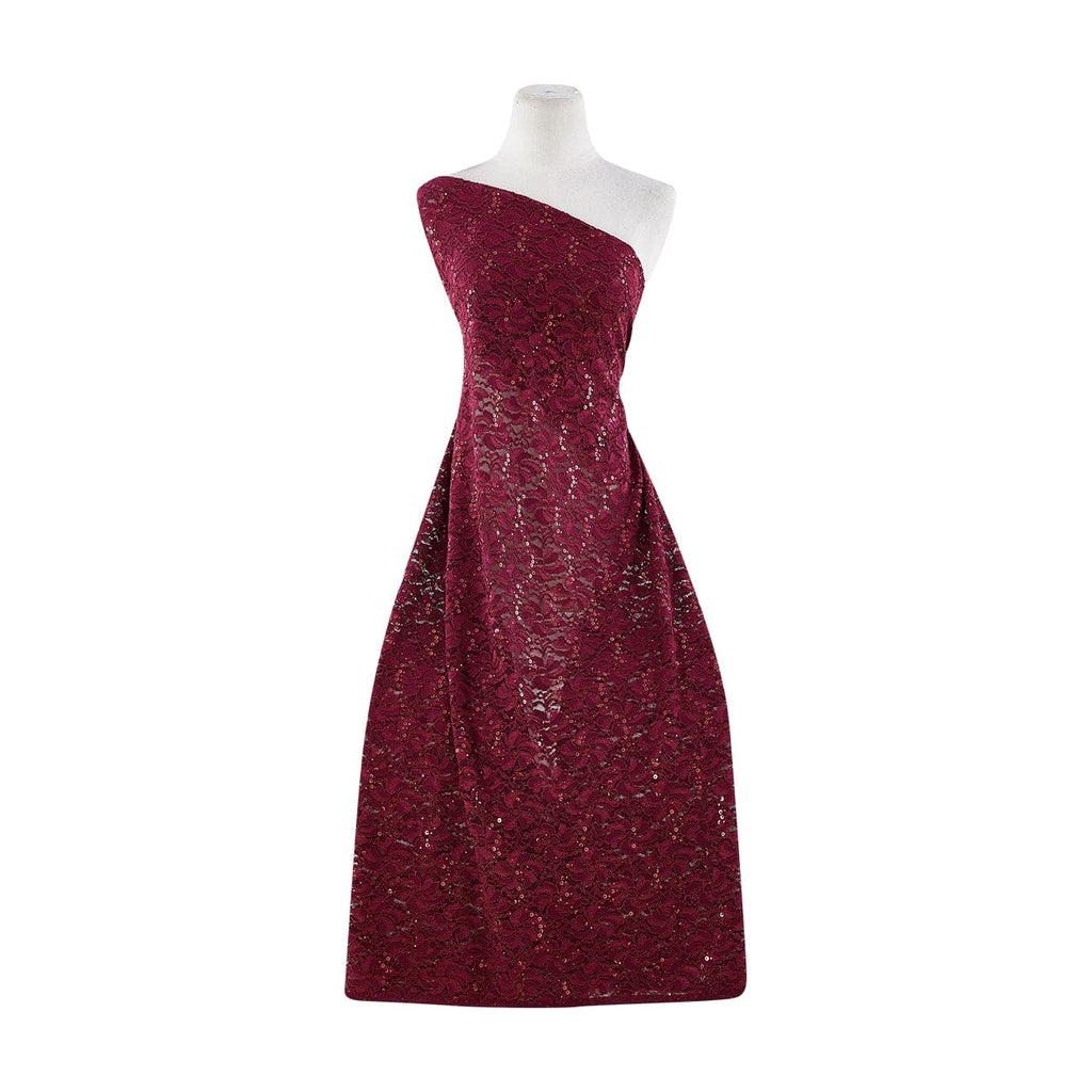 WINE | 8265-TRAN - TONAL STRETCH LACE WITH DOUGHNUT TRANS - Zelouf Fabrics