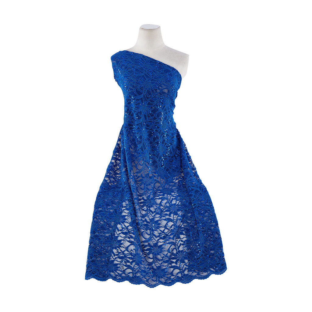 TONAL STRETCH LACE WITH SCALLOP WITH TRANS  | 8266-NEONSCTRANS NEON ROYAL SALSA - Zelouf Fabrics