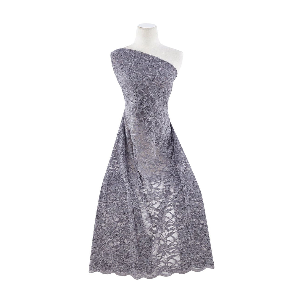 TONAL STRTCH LACE WITH SCALLOP  | 8266-SCALLOP MINERAL GREY - Zelouf Fabrics