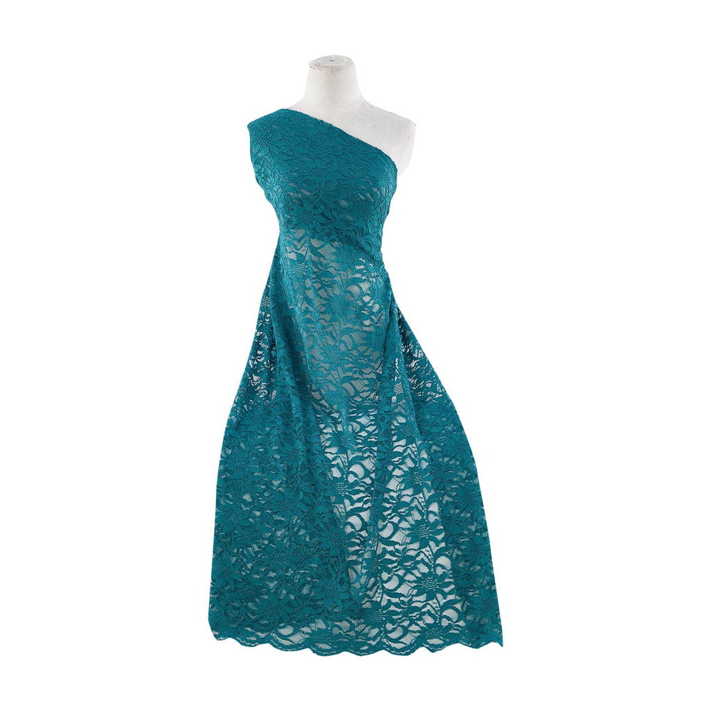 TONAL STRTCH LACE WITH SCALLOP  | 8266-SCALLOP OPULENT TEAL - Zelouf Fabrics