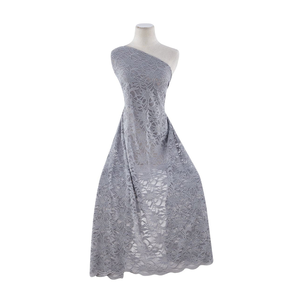 TONAL STRTCH LACE WITH SCALLOP  | 8266-SCALLOP SATURN GREY - Zelouf Fabrics