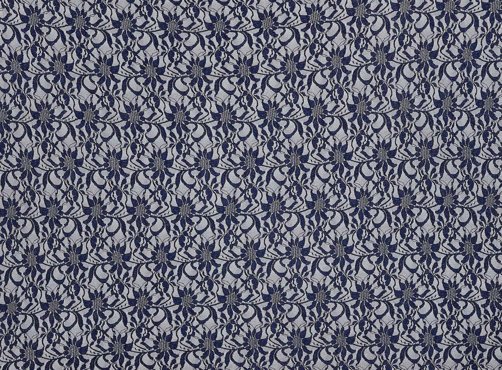 NAVY | 8266-SC ROLGLIT-BLUE - TONAL STRETCH ROLLER GLITTER SCALLOP LACE - Zelouf Fabric