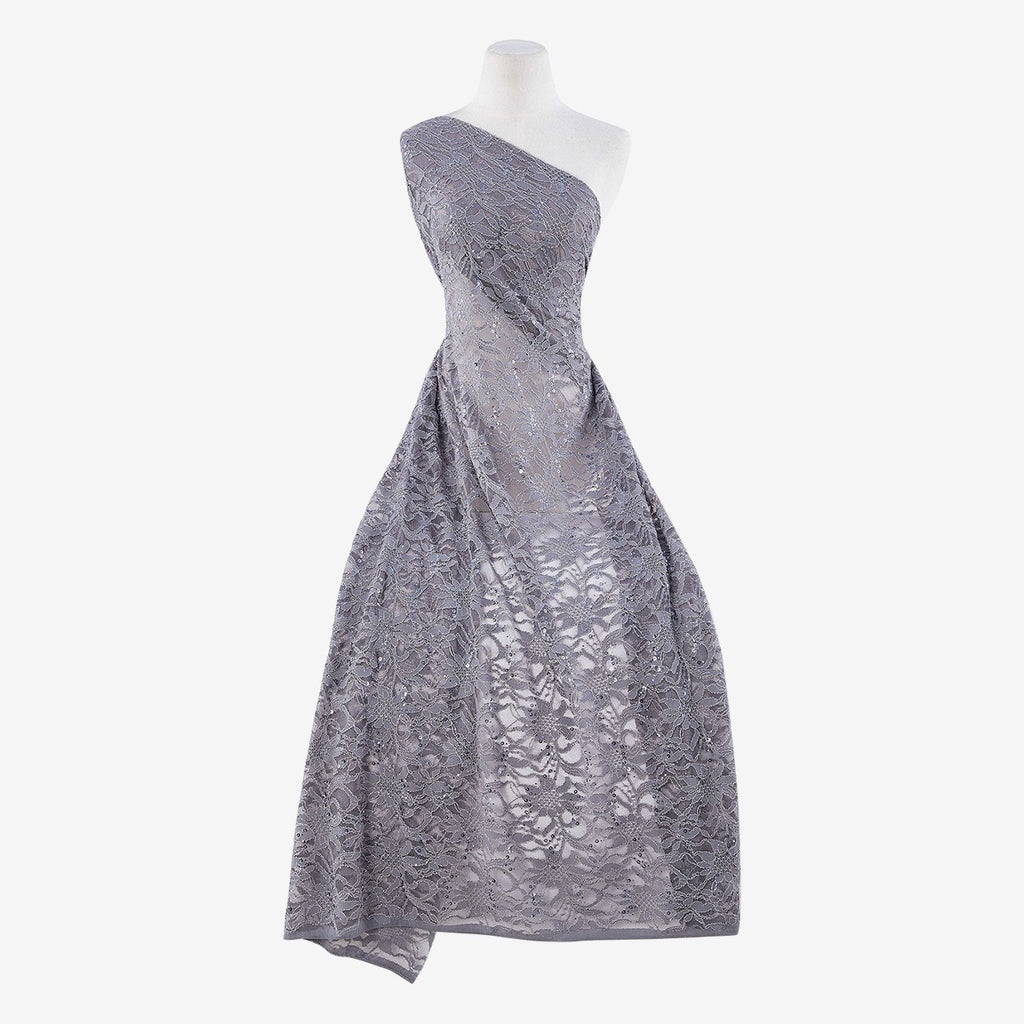 ALL PLATINUM/SIL | 8266-TRAN-GREY SILVER - TONAL STRETCH DOUGHNUT TRANS LACE - Zelouf Fabric