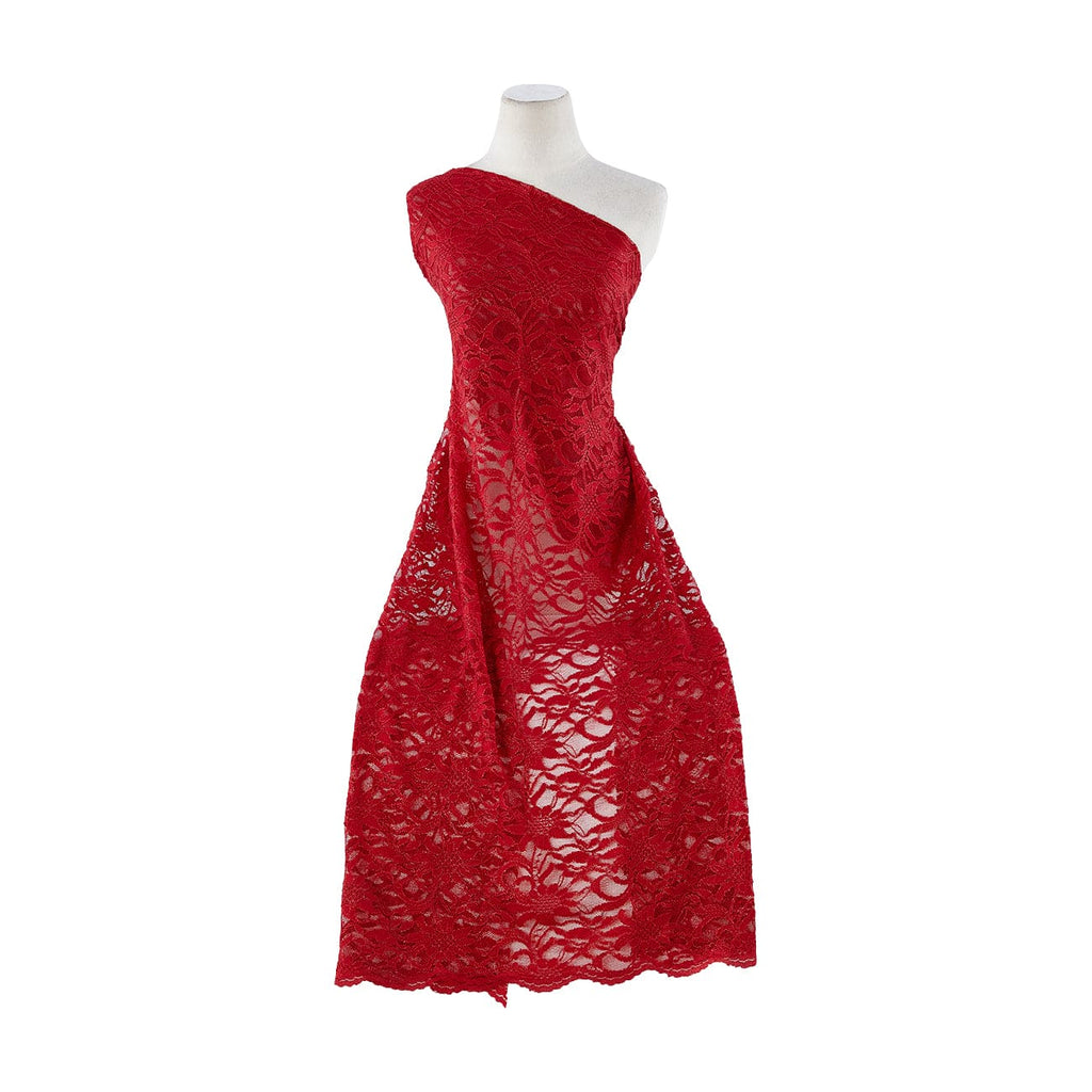 TONAL STRETCH LACE WITH SCALLOP WITH FOIL  | 8266FOIL-SCALOP RED ROUGE - Zelouf Fabrics