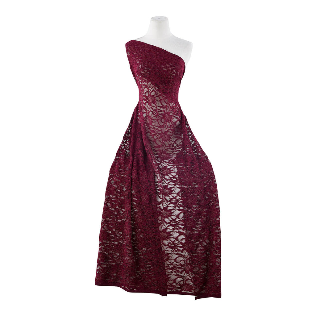 JEWEL GARNET | 8266-TRAN-RED - TONAL STRETCH DOUGHNUT TRANS LACE - Zelouf Fabrics
