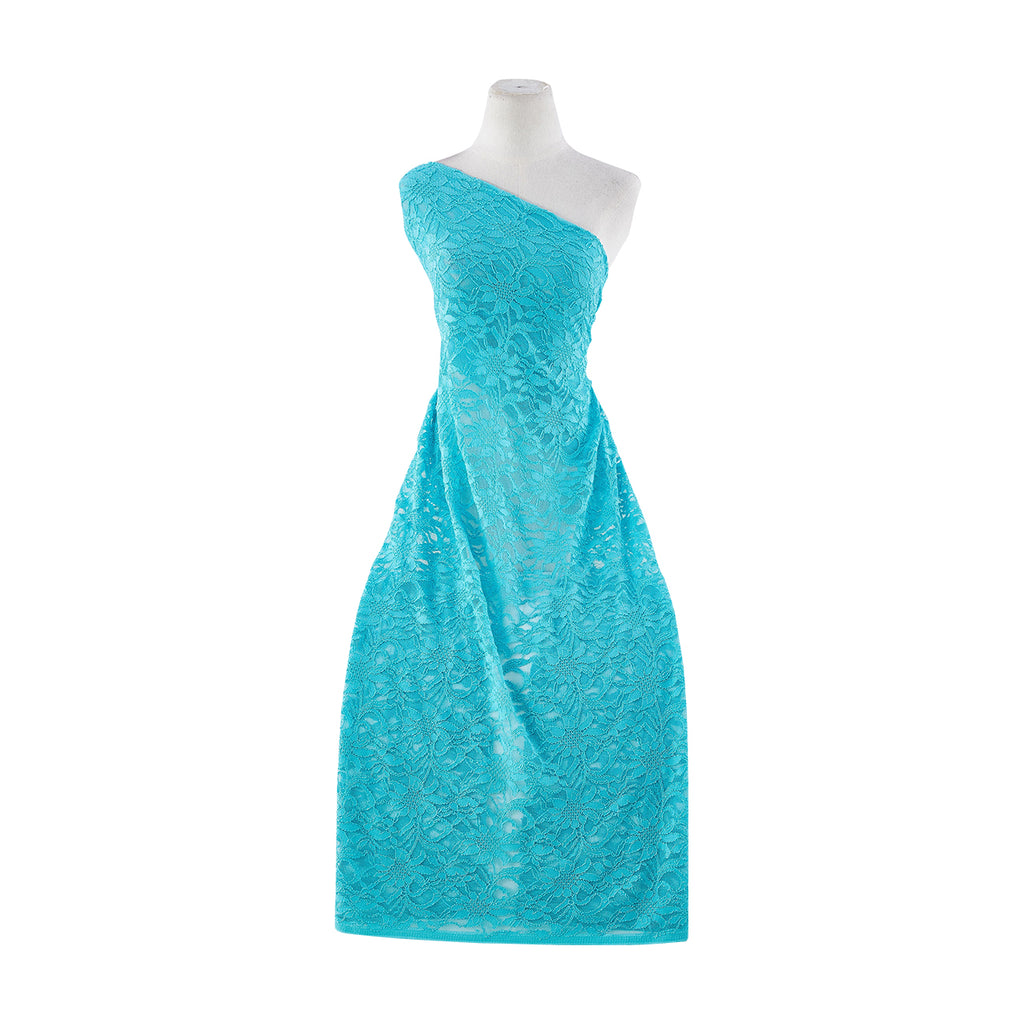 LILY TEAL | 8266 - TONAL STRETCH LACE - Zelouf Fabric