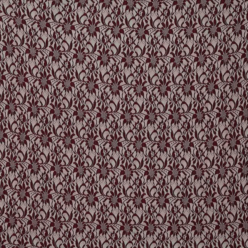 ORNATE MERLOT | 8266-RED - TONAL STRETCH LACE - Zelouf Fabrics