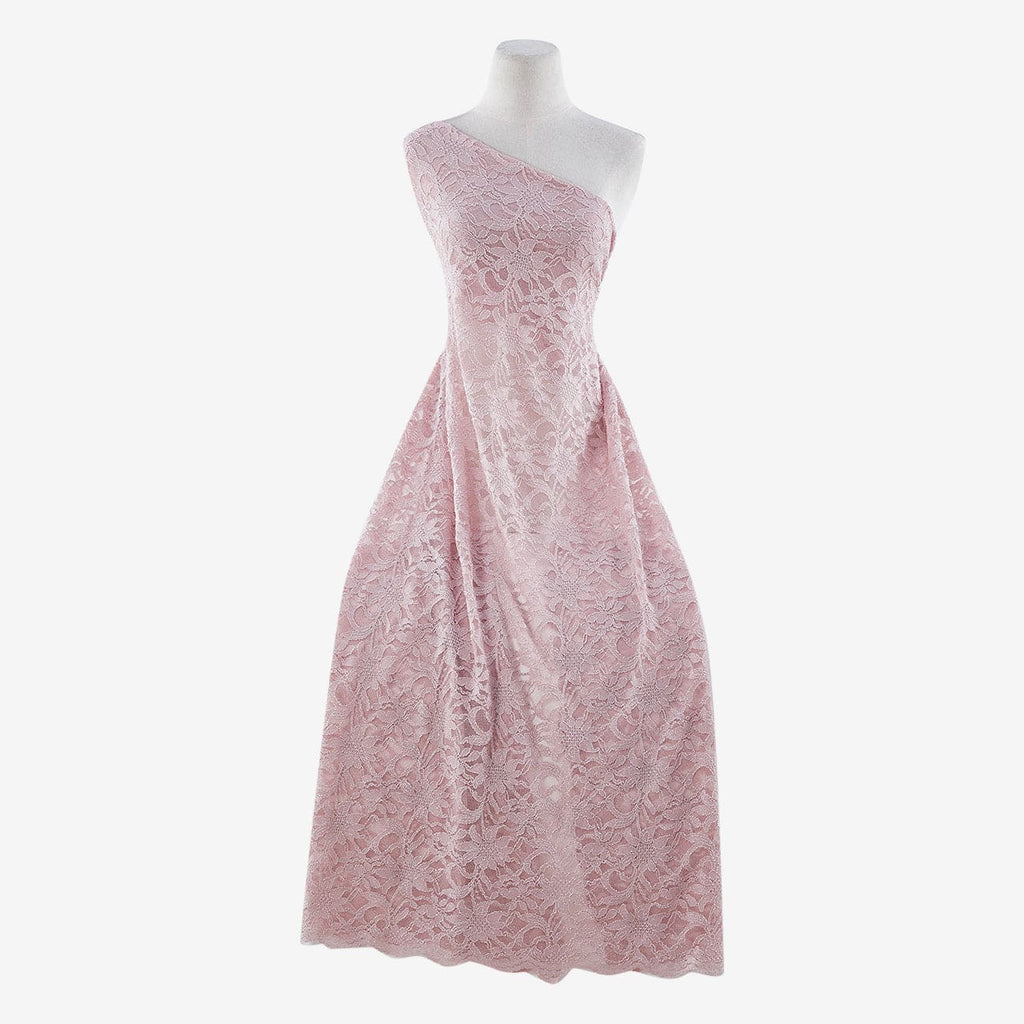 TONAL STRETCH SCALLOP GLITTER LACE  | 8266SC-GLITTER ROSE MIST - Zelouf Fabrics