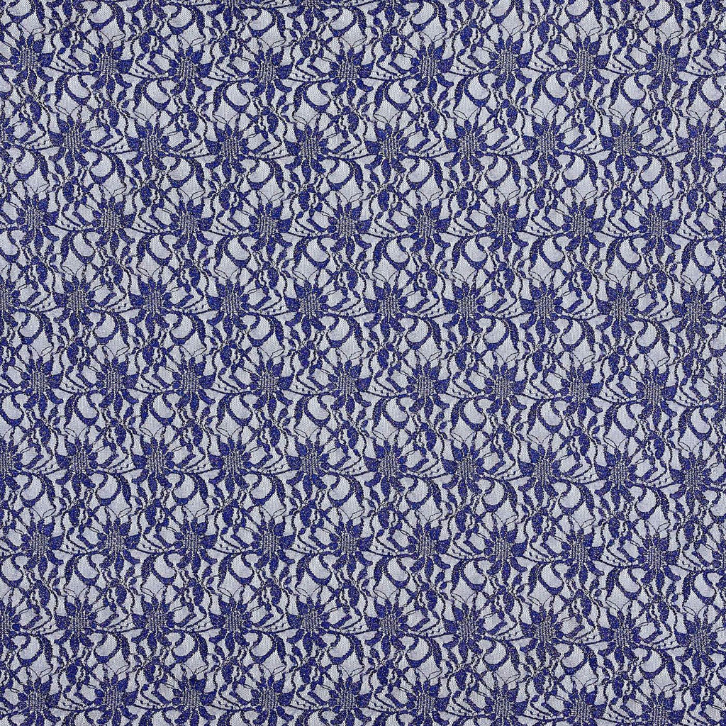 ORNATE ROYAL | 8266-SC ROLGLIT-BLUE - TONAL STRETCH ROLLER GLITTER SCALLOP LACE - Zelouf Fabric