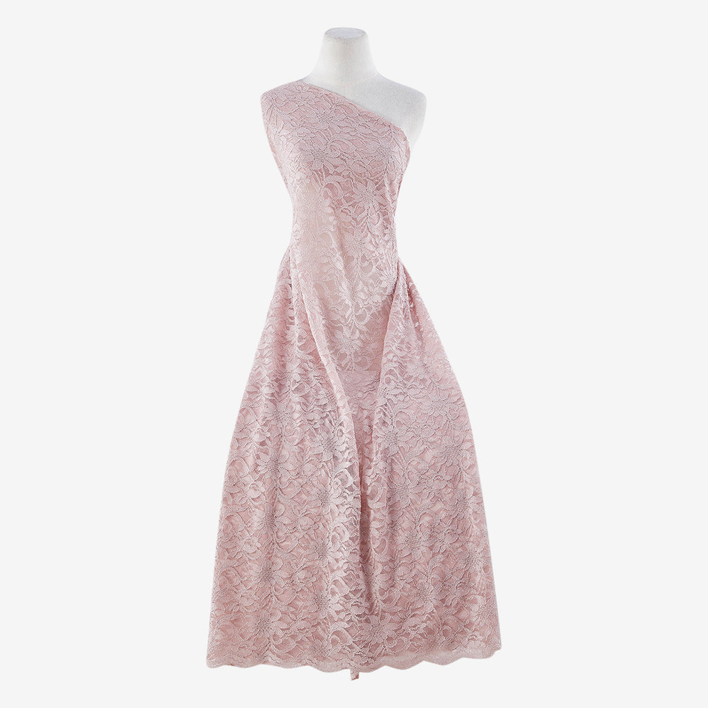 SCALLOPED GLITTER LACE| 8266-SC ROLGLIT ROSE SHADOW - Zelouf Fabrics