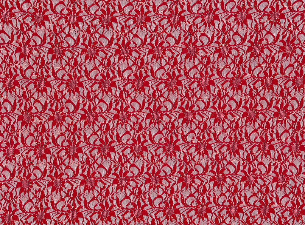 AUDACIOUS RED | 8266TRAN-SCALOP - TONAL STRETCH LACE W/TRAN-SCALLOP - Zelouf Fabrics