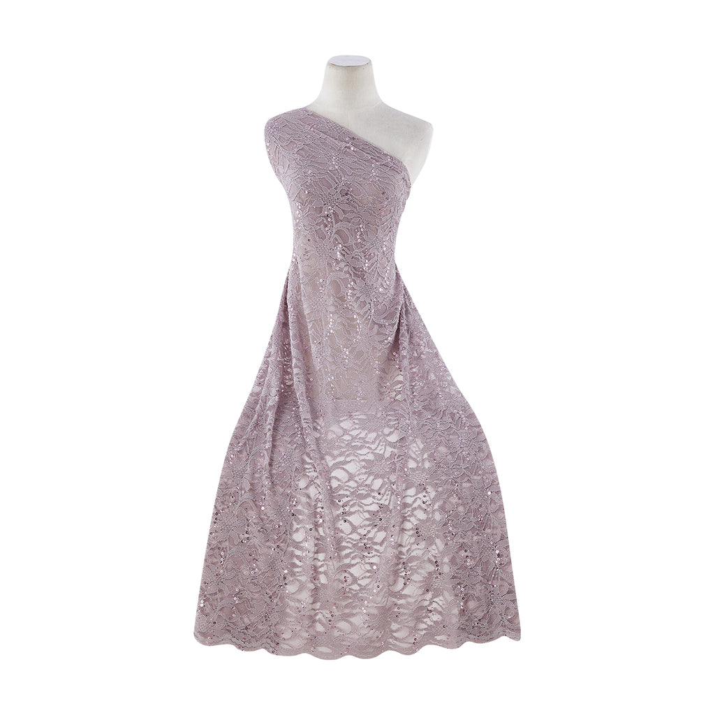 ENCHANTED MAUVE | 8266TRAN-SCALOP - TONAL STRETCH LACE W/TRAN-SCALLOP - Zelouf Fabrics