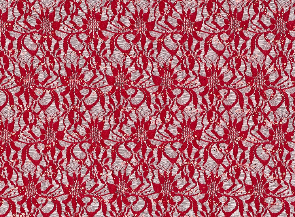 RED ROUGE | 8266TRAN-SCALOP - TONAL STRETCH LACE W/TRAN-SCALLOP - Zelouf Fabrics