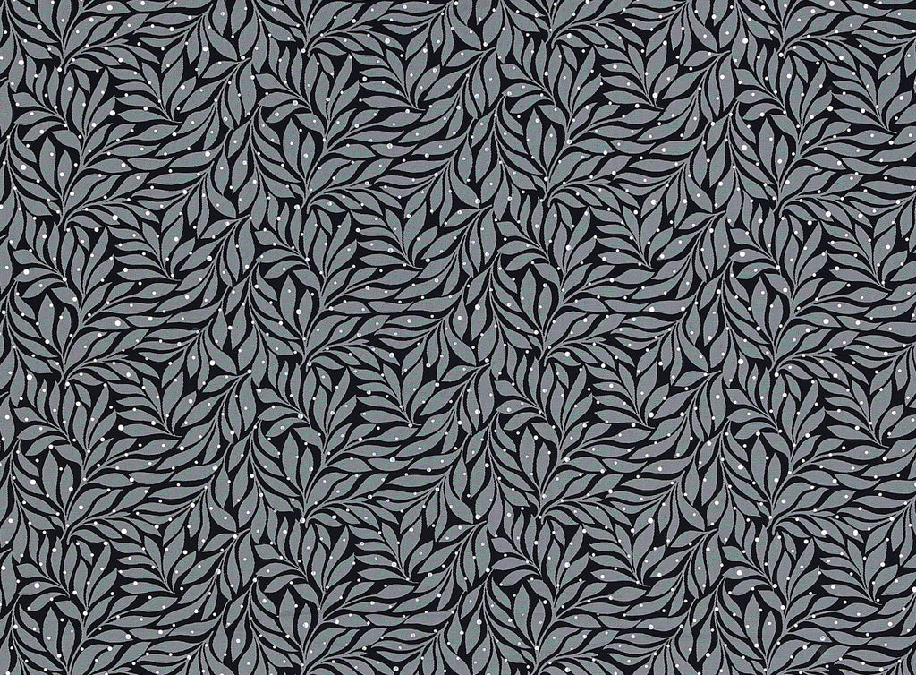 JAZ IVORY/BLACK | 8292-1060HOLO - LEAVES IN MOTION PRINT W/HOLOGRAM ON TULLE - Zelouf Fabrics