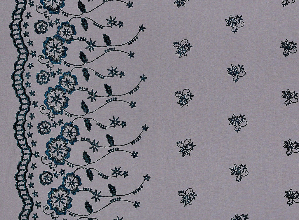 FLORAL FLOCK BORDER W/ ETCHED GLITTER ON TULLE  | 8358-1060  - Zelouf Fabrics