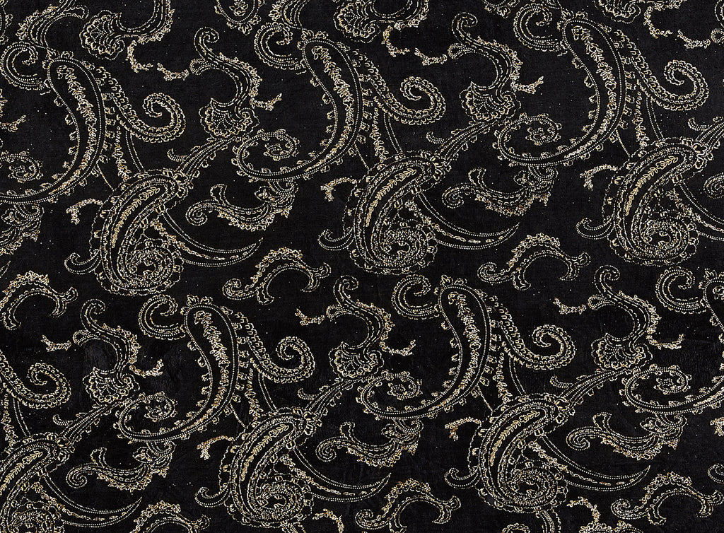 HENNA PAISLEY LACQUER & GLITTER ON SLINKY  | 8463-3048  - Zelouf Fabrics