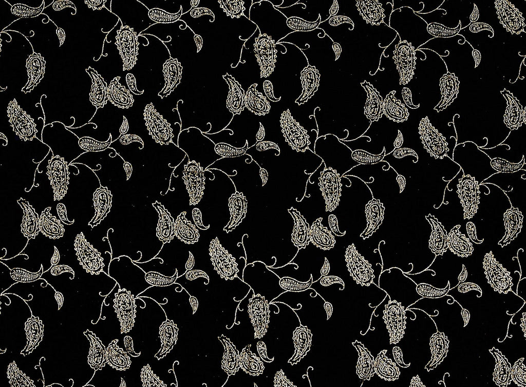 PAISLEY & SCROLL GLITTER ON SPANDEX VELVET  | 8466-323  - Zelouf Fabrics