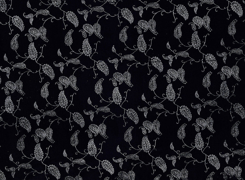 PAISLEY & SCROLL GLITTER ON SPANDEX VELVET  | 8466-323  - Zelouf Fabrics