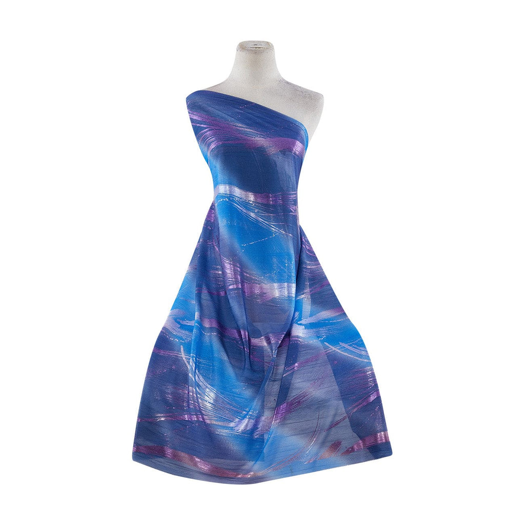 BIAS OMBRE W/FOIL ON CRINKLED MJC  | 8516-631 BLUE RITZ - Zelouf Fabrics
