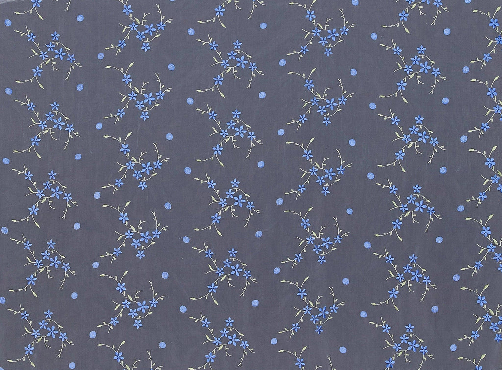 ROYAL | 8541-949 - FLORAL AND DOT DBL SCALLOP EMB ON TWO PLY ORGANZA - Zelouf Fabrics