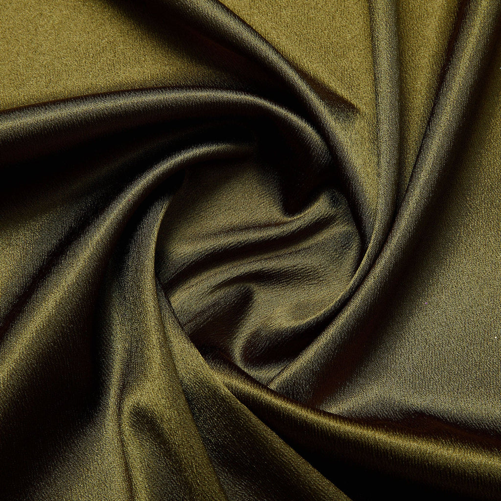 SOLID RIA CREPE SATIN  | 8611 OLIVE MIX - Zelouf Fabrics