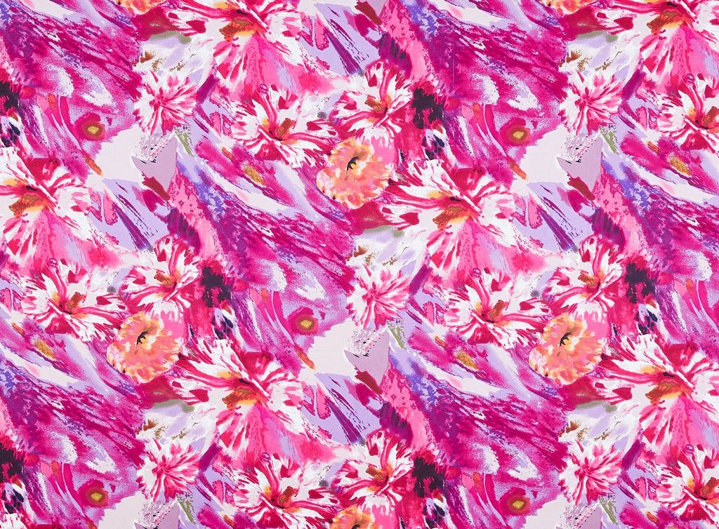 PURPLE/FUCHSIA | 8621-404 - FLORAL PRINT ON CHARMEUSE - Zelouf Fabrics