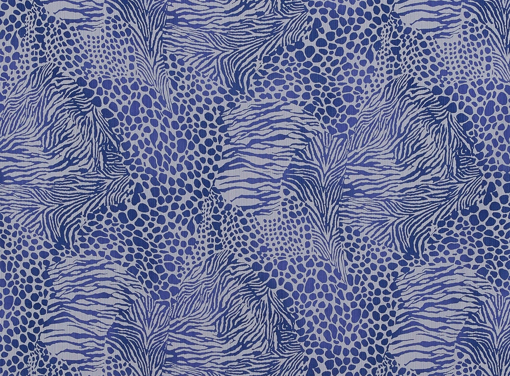 WHITE/INDIGO | 8636 - ANIMAL PRINT ON METALLIC YORYU - Zelouf Fabrics