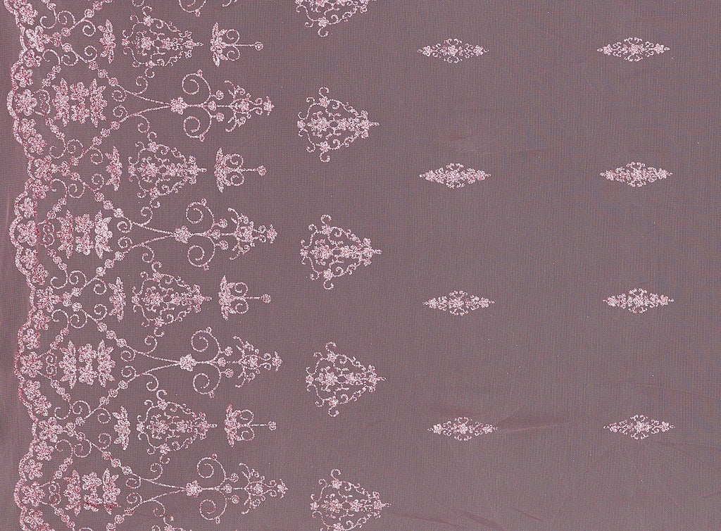 DOUBLE BORDER FLORAL GLITTER ON TULLE  | 8772-1060  - Zelouf Fabrics