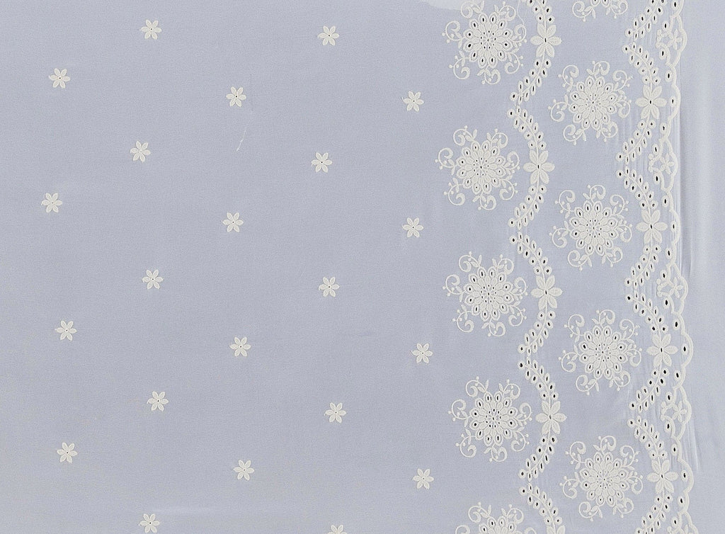 IVORY | 8784 - EMBROIDERY ON GEORGETTE BORDER [WE-001] - Zelouf Fabrics