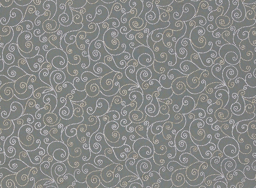 TWO-TONE SCROLL GLITTER ON TULLE  | 8796-1060  - Zelouf Fabrics