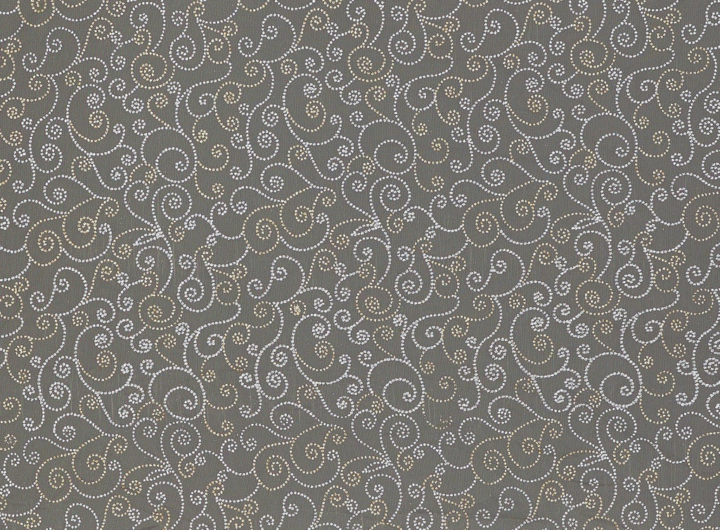 TWO-TONE SCROLL GLITTER ON TULLE  | 8796-1060  - Zelouf Fabrics