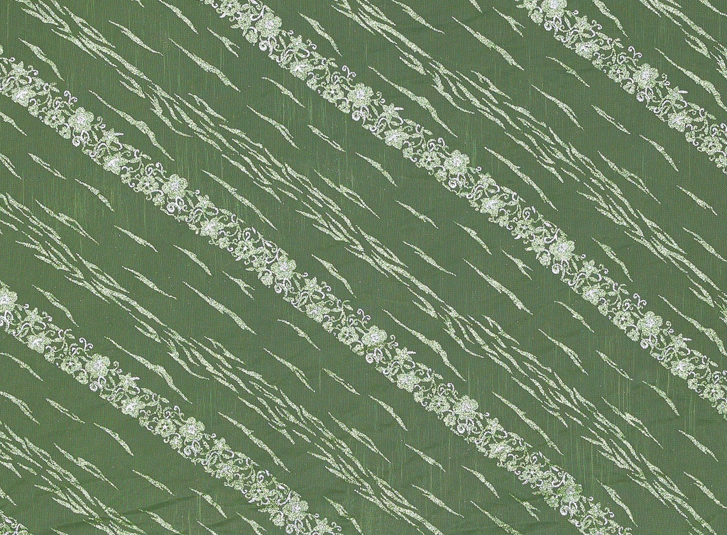 CHILLED LIME | 8798-1060 - LEOPARD & FLOWER GLITTER ON TULLE - Zelouf Fabrics