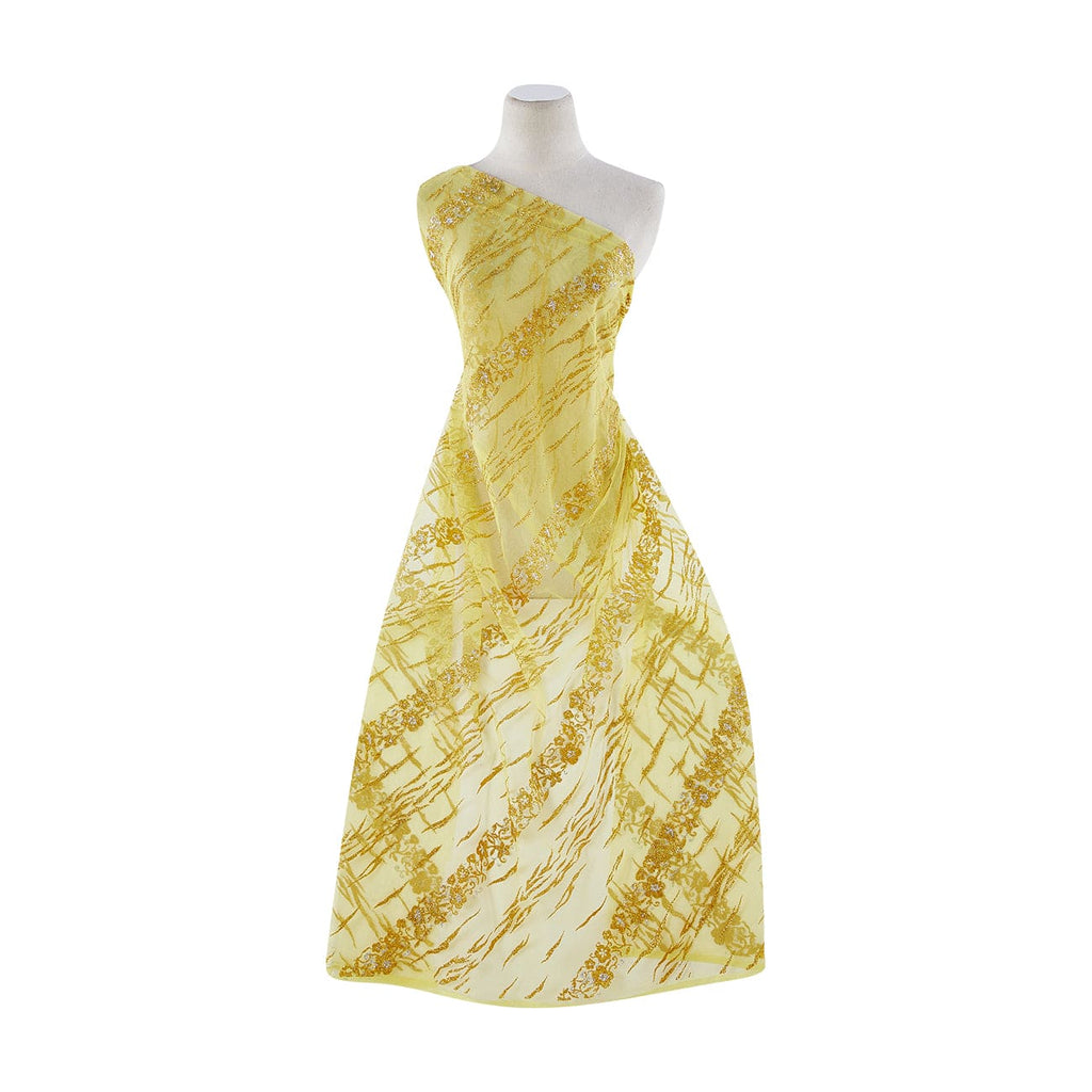 CHILLED LEMON | 8798-1060 - LEOPARD & FLOWER GLITTER ON TULLE - Zelouf Fabrics