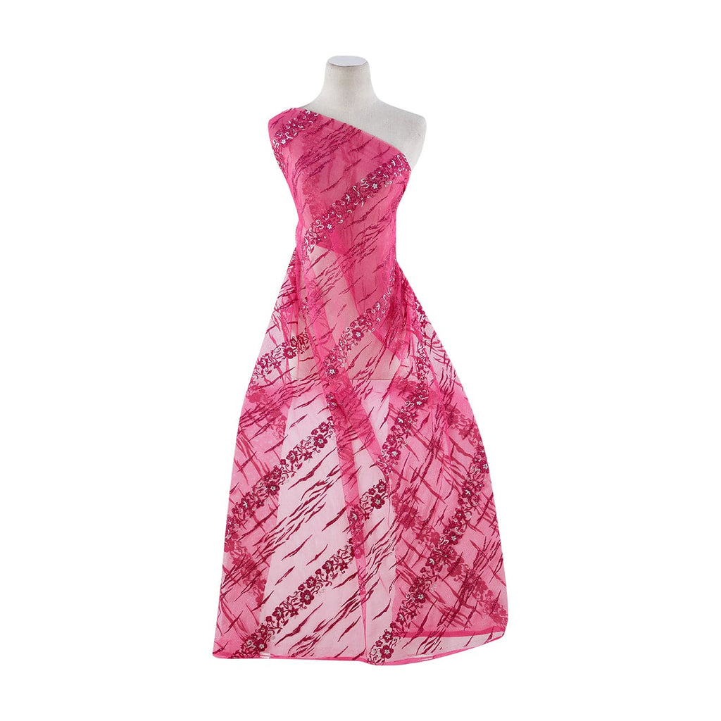 CHILLED STRAWBE | 8798-1060 - LEOPARD & FLOWER GLITTER ON TULLE - Zelouf Fabrics