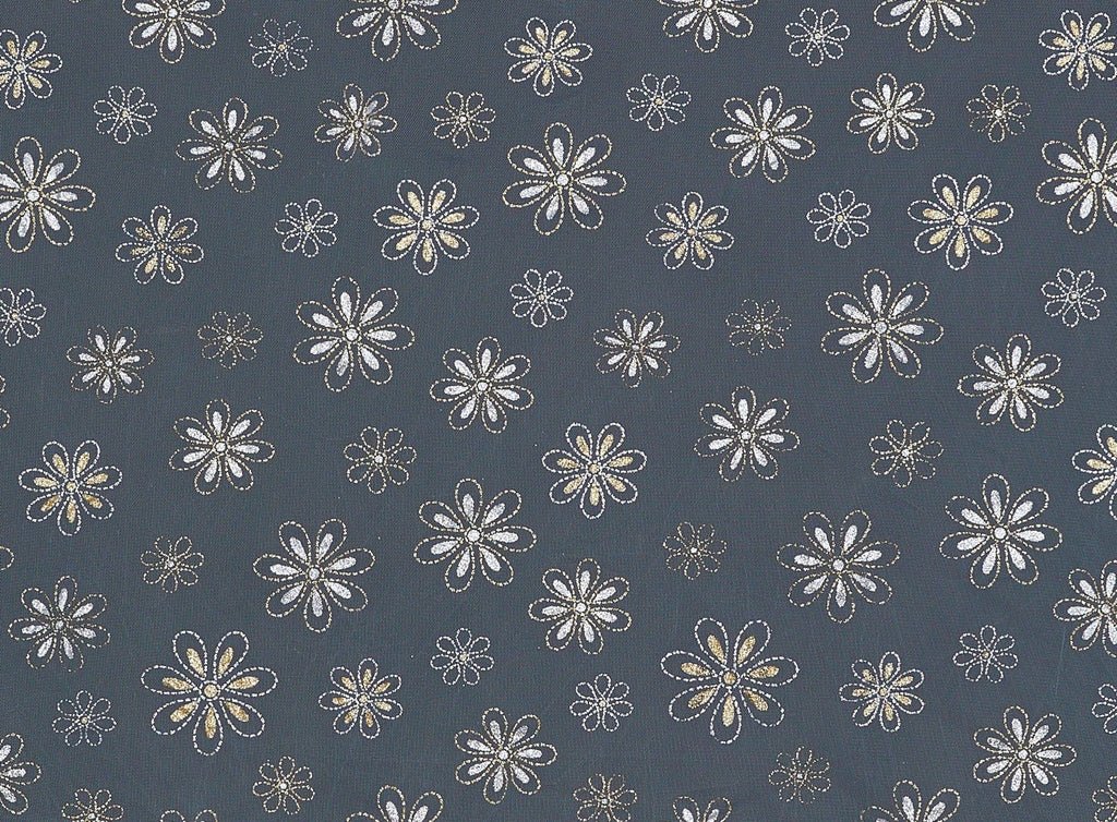 TWO-TONE FLOWER GLITTER ON TULLE  | 8799-1060  - Zelouf Fabrics