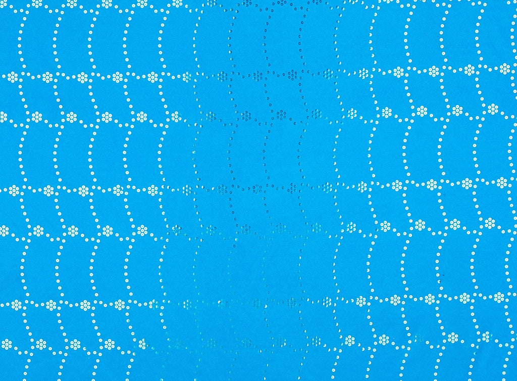 ALLOVER TRANS ON SILKY KNIT  | 8845-4344 TONIC BLUE - Zelouf Fabrics