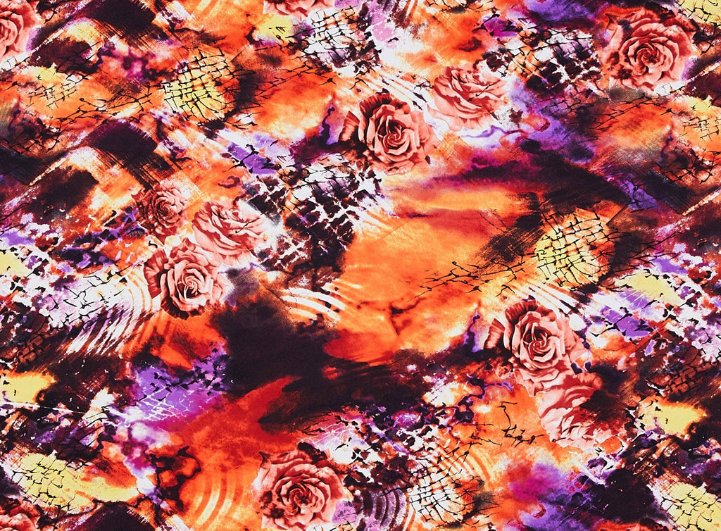 ROSE PRINT ON CHARMEUSE  | 8860-404  - Zelouf Fabrics